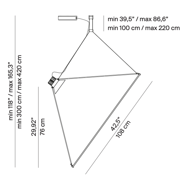 Amisol Pendant, White Stretch Reflector, 108 cm, LED, Push/DALI Dim, IP20
