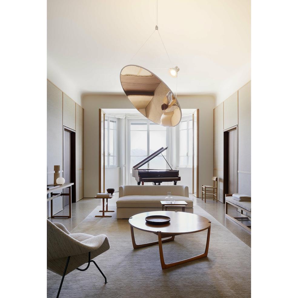 Amisol Pendant, Gold Mirror Stretch Reflector, 75 cm, LED, Push/DALI Dim, IP20