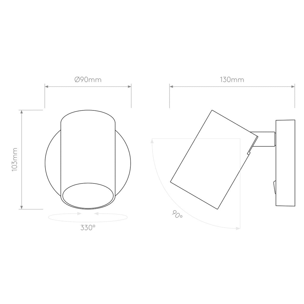 Ascoli Reading Wall Light, Thumbswitch, GU10, IP20