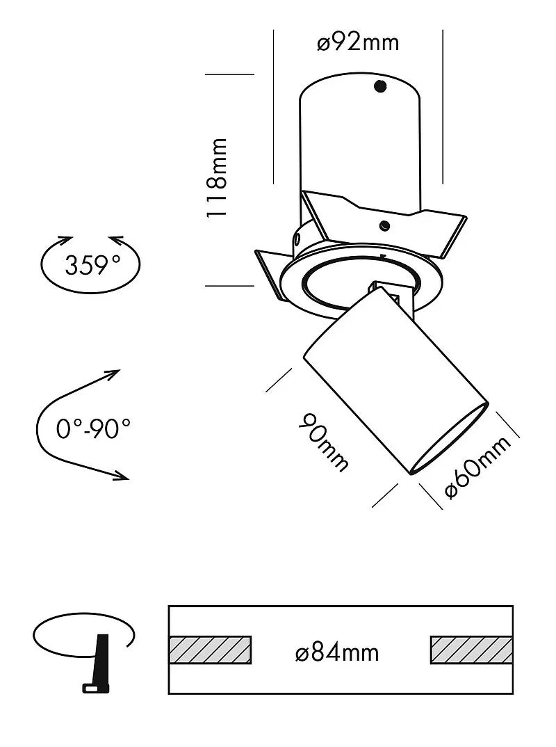 Ascot Extendable Spot Light, Adjustable 60, Gunmetal, 12W, LED, Dim, IP20