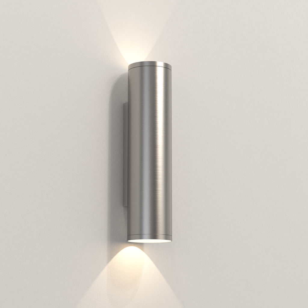 Ava Wall, Brushed Stainless Steel, 2 Beams, GU10, IP44