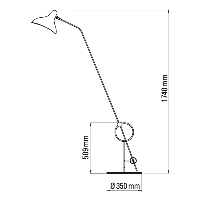 Mantis BS8 Adjustable Floor Lamp with Ring, Black, E14, On/Off, IP20