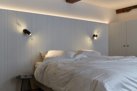 Biny Adjustable Reading Wall with Stick, Black, LED, Thumbswitch, IP20