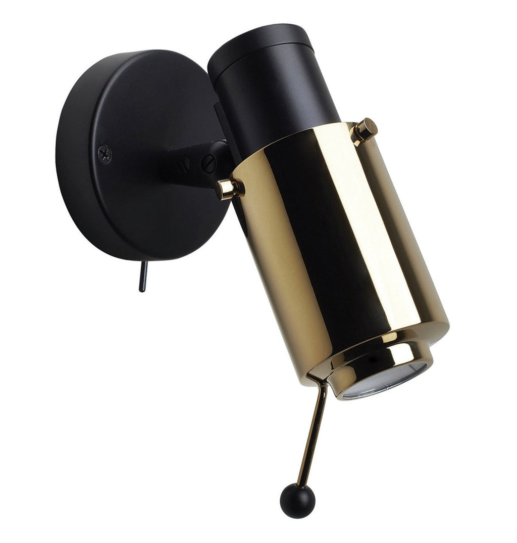 Biny Adjustable Reading Wall with Stick, Black and Gold, LED, Thumbswitch, IP20