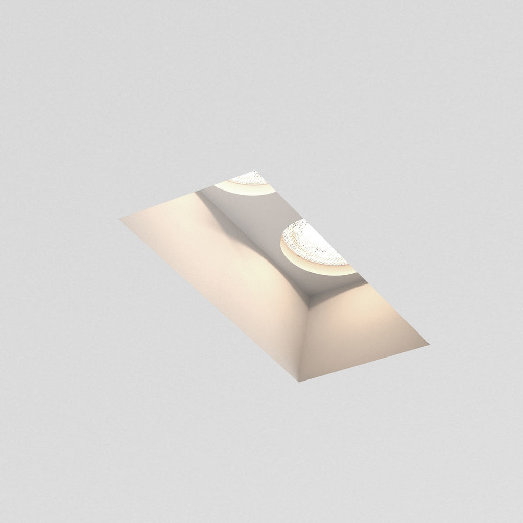 Blanco Rectangle Double Plastered In Recessed Downlight Lit Angled