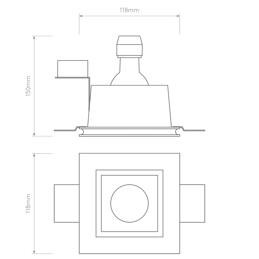 Blanco Square Downlight, Plastered In, GU10, IP20