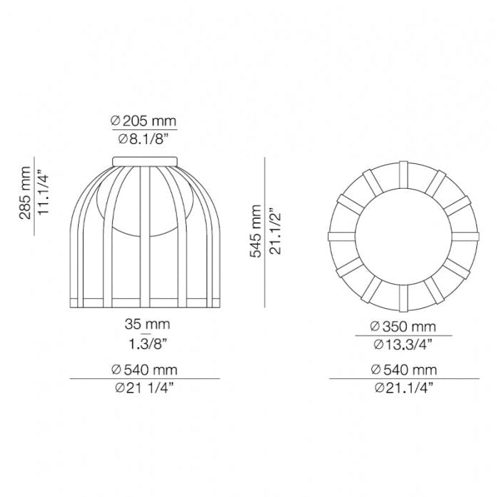 Bols ceiling vertical line drawing
