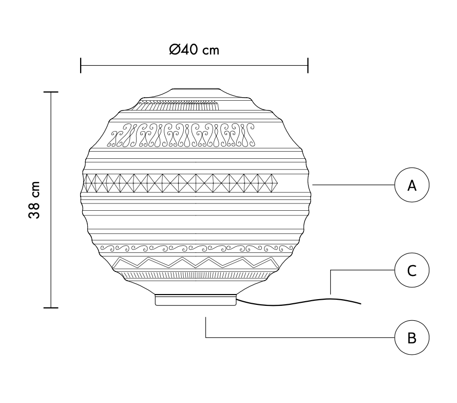 Braille Table Lamp, 40 cm, White Textured Glass with Black Base, E27, IP20