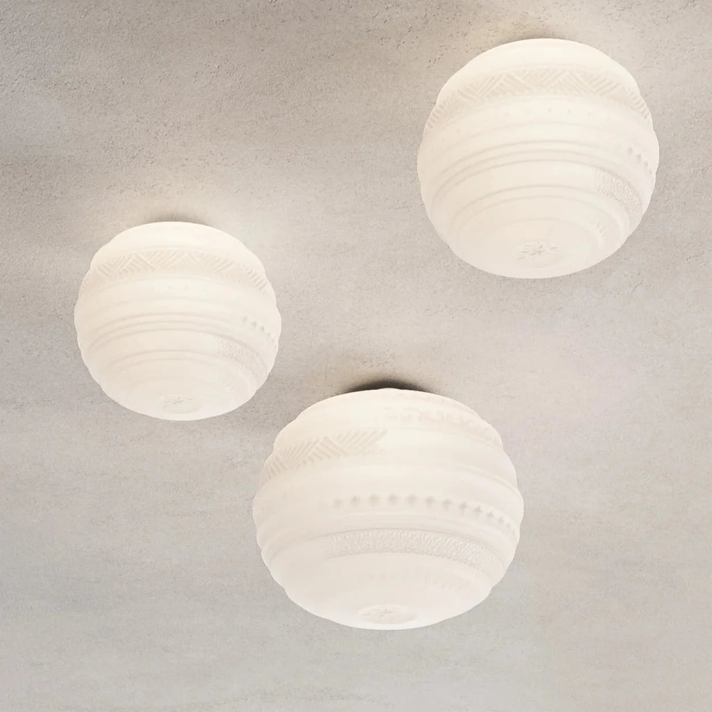 Braille Ceiling, 40 cm, White Textured Glass with Black Base, E27, Triac Dim, IP20