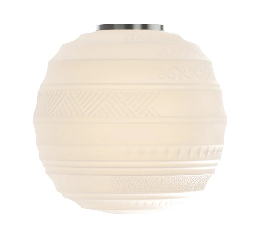 Braille Ceiling, 40 cm, White Textured Glass with Black Base, E27, Triac Dim, IP20