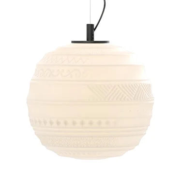 Braille Pendant, 25 cm, White Textured Glass with Black Base, E14, Triac Dim, IP20