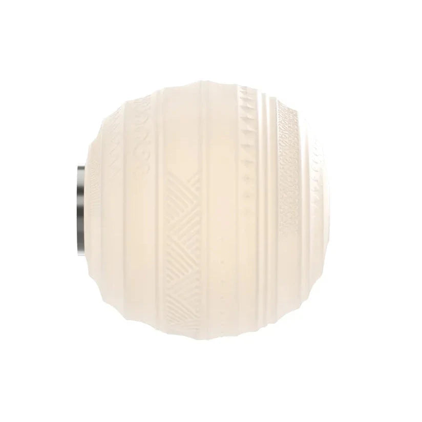 Braille Wall, 25 cm, White Textured Glass with Black Base, E14, Triac Dim, IP20