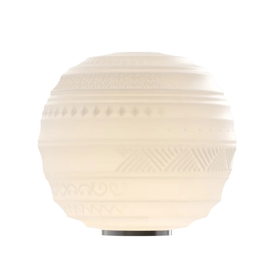 Braille Table Lamp, 25cm, White Textured Glass with Black Base, E14, IP20