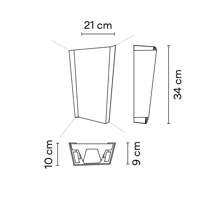 Break Plus Wall, 2 Beam, Large, Black, LED, 8W, IP65