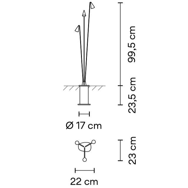 Brisa Floor, 3 Light, Oxide, LED, 6.3W, On/Off, IP65