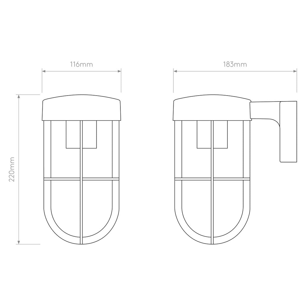 Cabin Wall Light, Clear Glass, E27, IP44