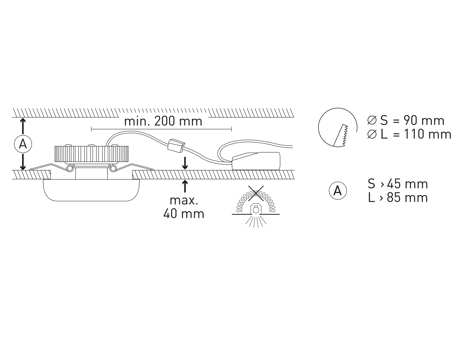 Cavity Semi-Flush Downlight, Black, LED, Triac Dim