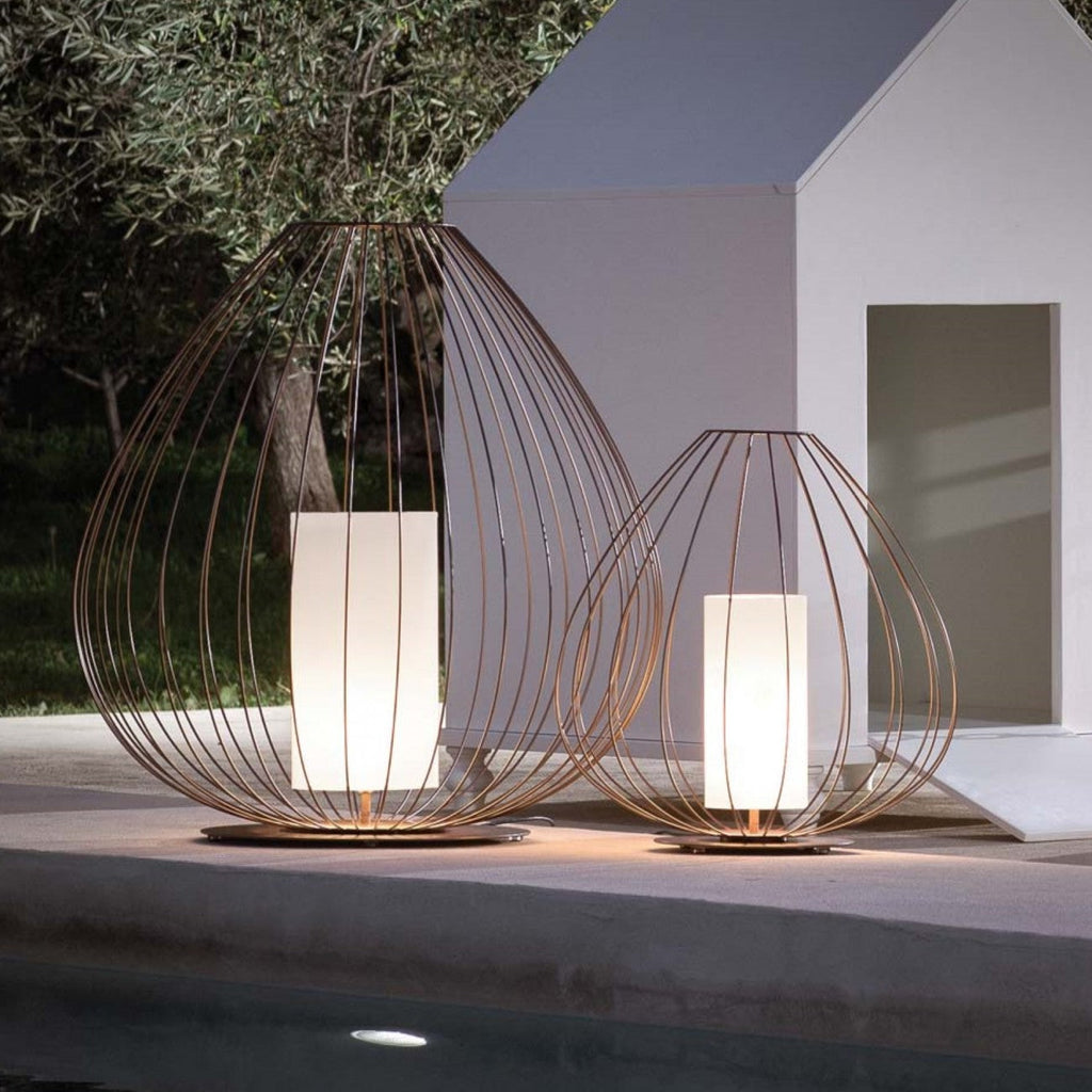 Cell Floor Lamp, Wide, 62 cm H, White Metal with White Poly, E27, IP65