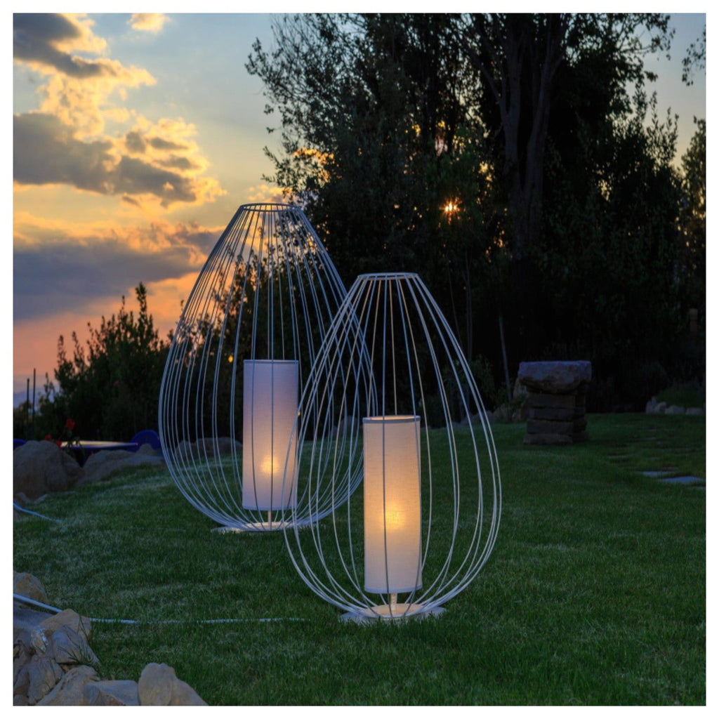 Cell Floor Lamp, Wide, 62 cm H, White Metal with White Poly, E27, IP65