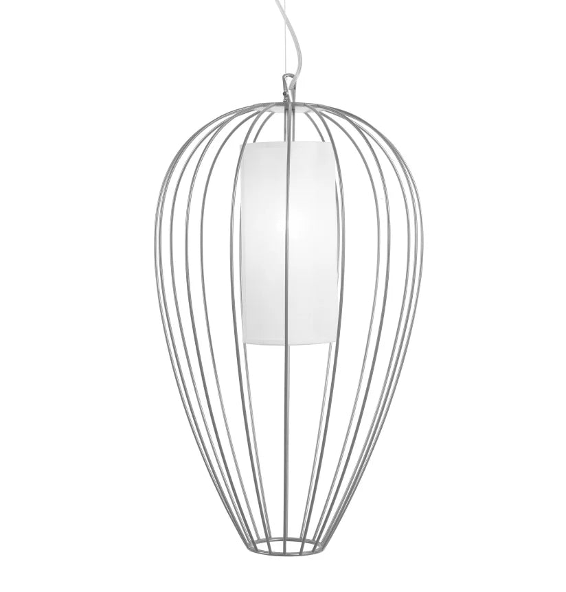 Cell Pendant Lamp, Tall, 88 cm H, White Metal with White Poly, E27, IP65