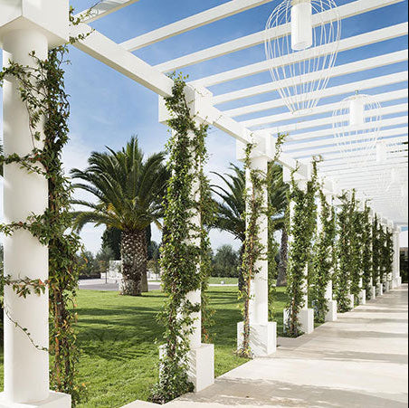 Cell Pendant Lamp, Wide, 59 cm H, White Metal with White Poly, E27, IP65