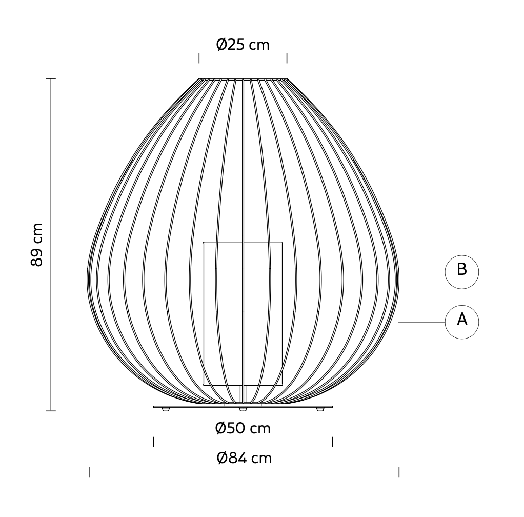 Cell Floor Lamp, Wide, 89 cm H, White Metal with White Poly, E27, IP65