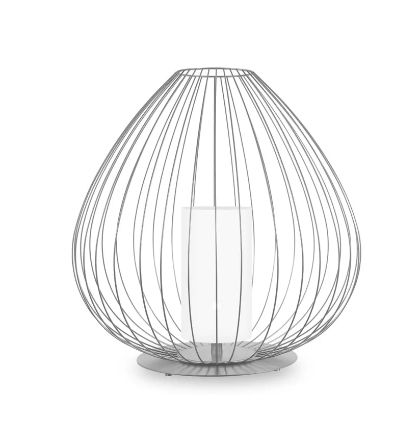 Cell Table Lamp, Wide, 62 cm H, White Metal with White Linen, E27, IP20