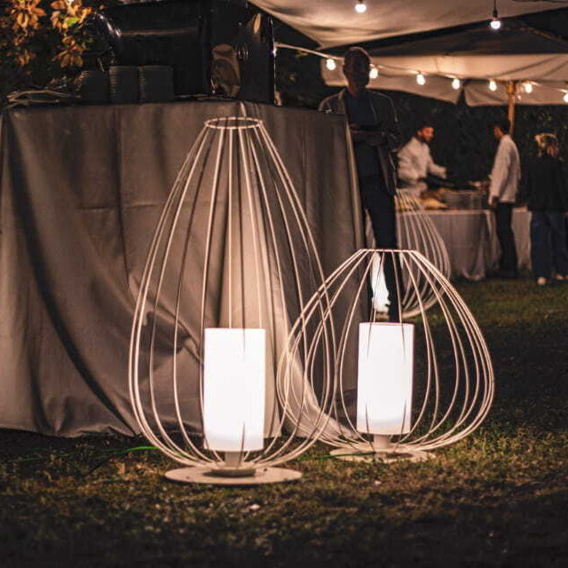 Cell Floor Lamp, Wide, 62 cm H, White Metal with White Poly, E27, IP65