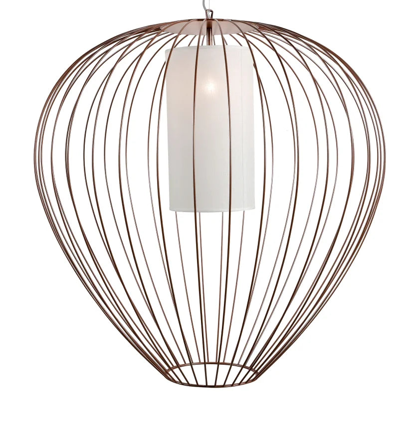 Cell Pendant Lamp, Wide, 87 cm H, Bronze Metal with White Poly, E27, IP65