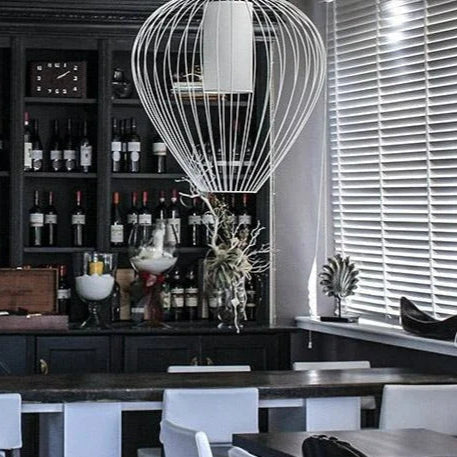 Cell Pendant Lamp, Wide, 59 cm H, White Metal with White Linen and White Tassel, E27, IP20