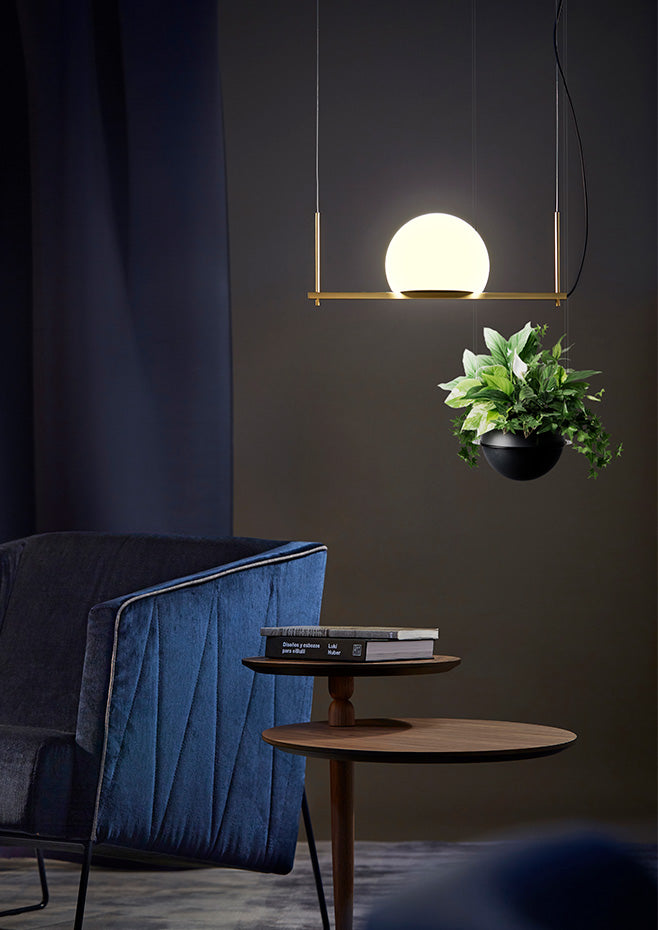 Circ Linear Pendant, 1 Light, White Glass with Gold Hardware, Surface Mount, LED, Triac Dim, IP20