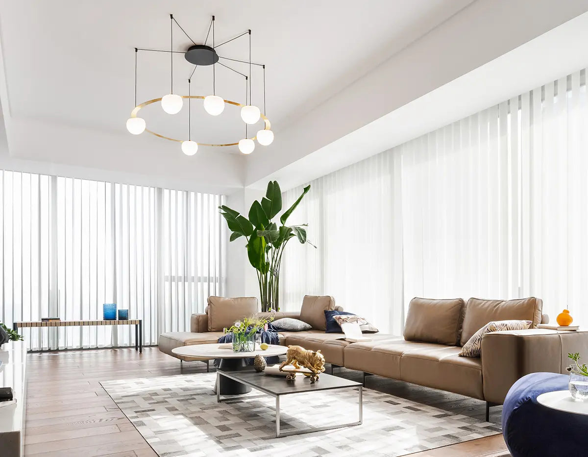 Circ Round Pendant, 2 Tiers, 4 + 7 Lights, White Glass with Gold Hardware, Recessed Mount, LED, Triac Dim, IP20