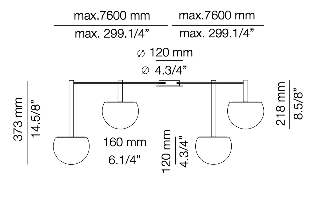Circ Radial Ceiling, 4 Light, Recessed Mount, LED, IP20