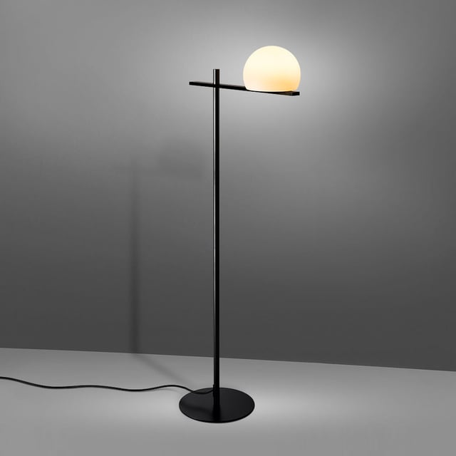 Circ Floor Lamp, Glass Shade with Black, LED, IP20
