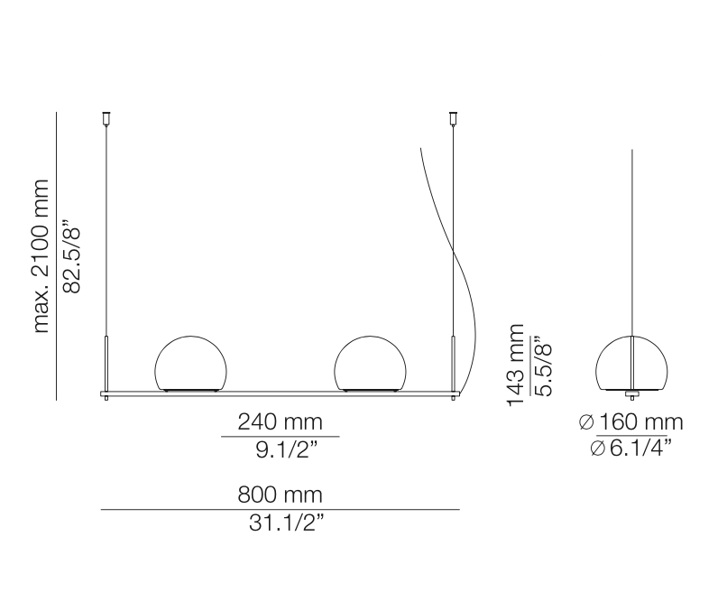 Circ Linear Pendant, 2 Lights, White Glass with Gold Hardware, Recessed Mount, LED, Triac Dim, IP20