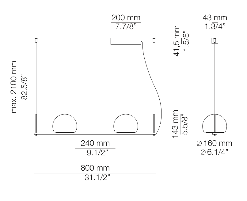 Circ Linear Pendant, 2 Lights, White Glass with Gold Hardware, Surface Mount, LED, Triac Dim, IP20