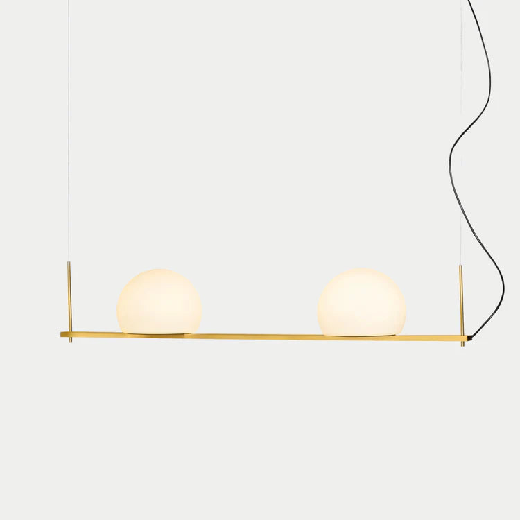 Circ Linear Pendant, 2 Lights, White Glass with Gold Hardware, Surface Mount, LED, Triac Dim, IP20