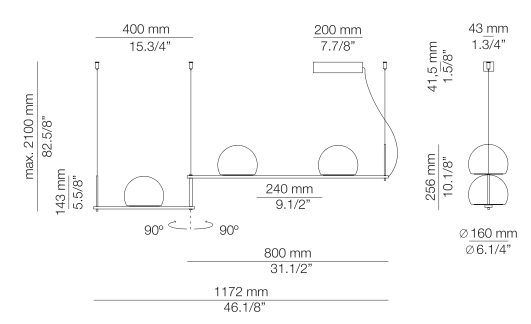 Circ Linear Pendant, Adjustable, 3 Lights, White Glass with Black Hardware, Surface Mount, LED, Triac Dim, IP20