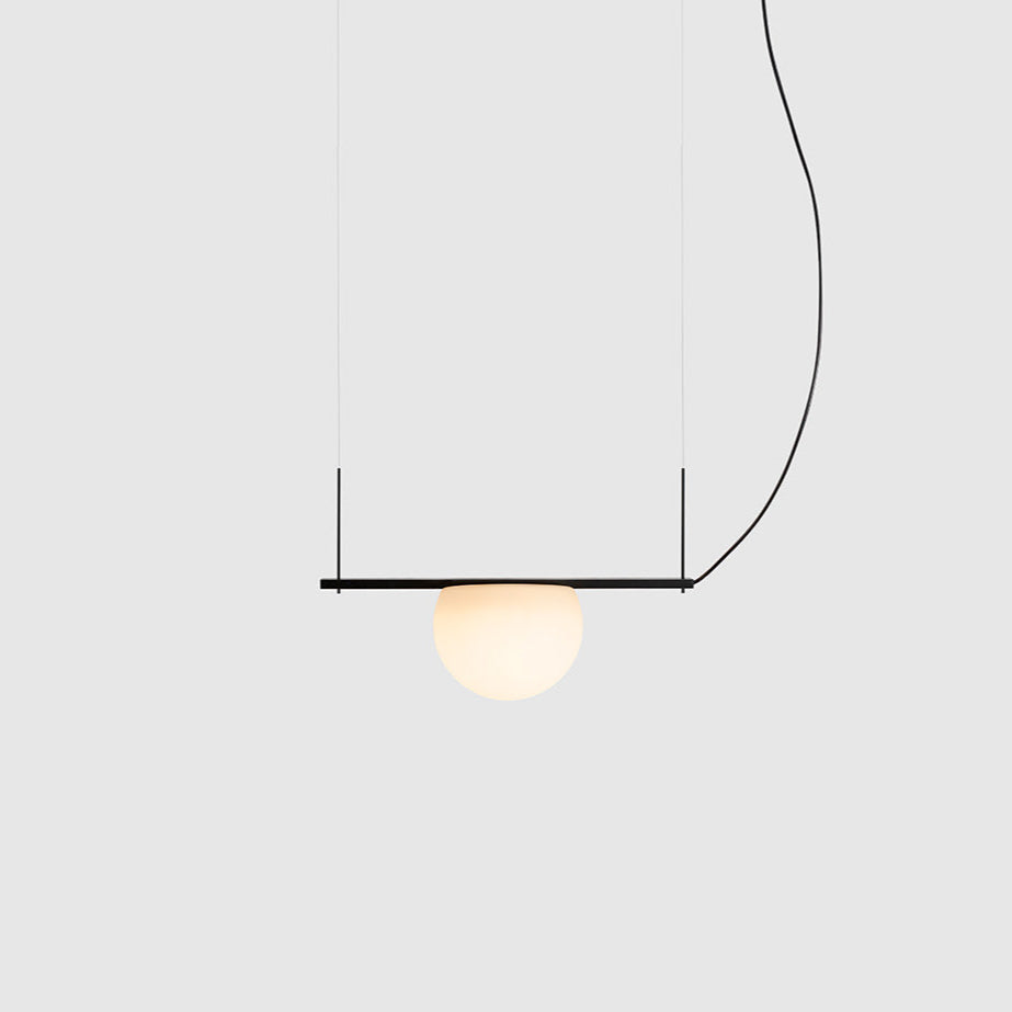 Circ Linear Pendant, 1 Light, White Glass with Gold Hardware, Recessed Mount, LED, Triac Dim, IP20