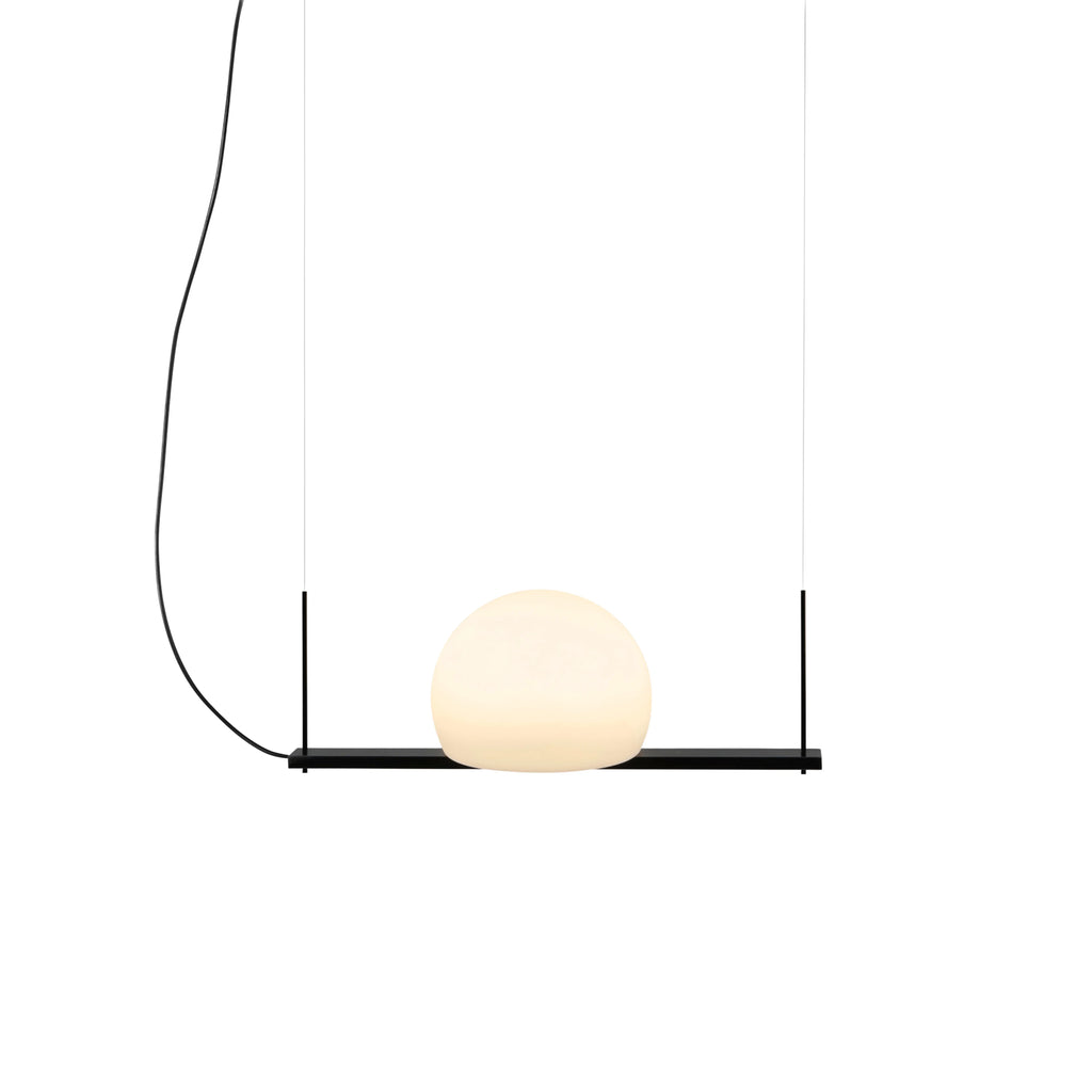 Circ Linear Pendant, 1 Light, White Glass with Black Hardware, Surface Mount, LED, Triac Dim, IP20