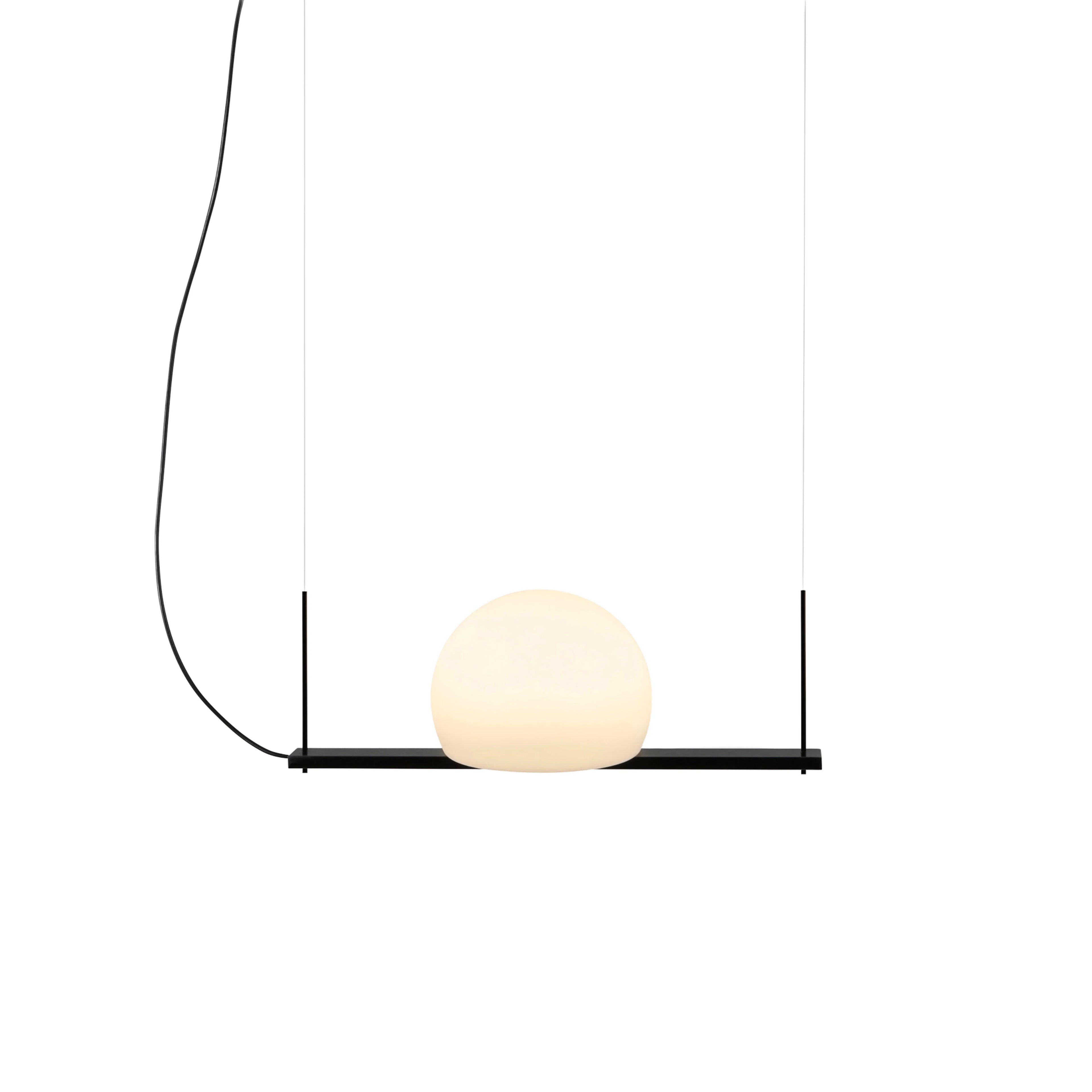 Circ Linear Pendant, 1 Light, White Glass with Black Hardware, Recessed Mount, LED, Triac Dim, IP20