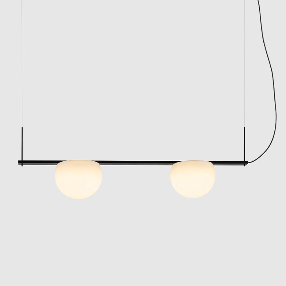 Circ Linear Pendant, 2 Lights, White Glass with Black Hardware, Surface Mount, LED, Triac Dim, IP20
