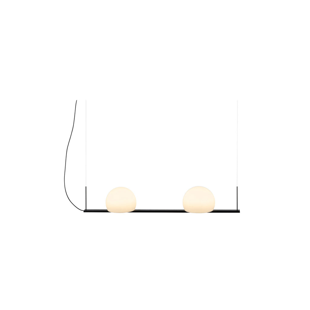 Circ Linear Pendant, 2 Lights, White Glass with Black Hardware, Surface Mount, LED, Triac Dim, IP20