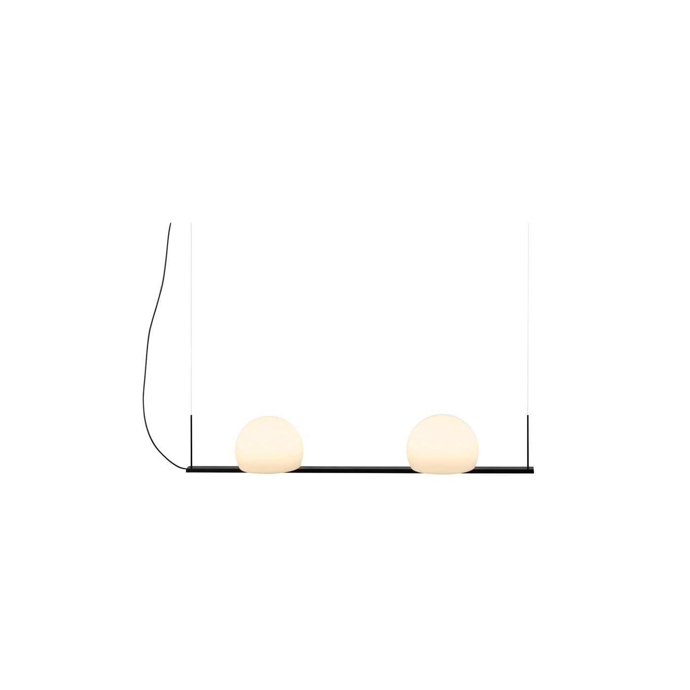 Circ Linear Pendant, 2 Lights, White Glass with Black Hardware, Surface Mount, LED, Triac Dim, IP20