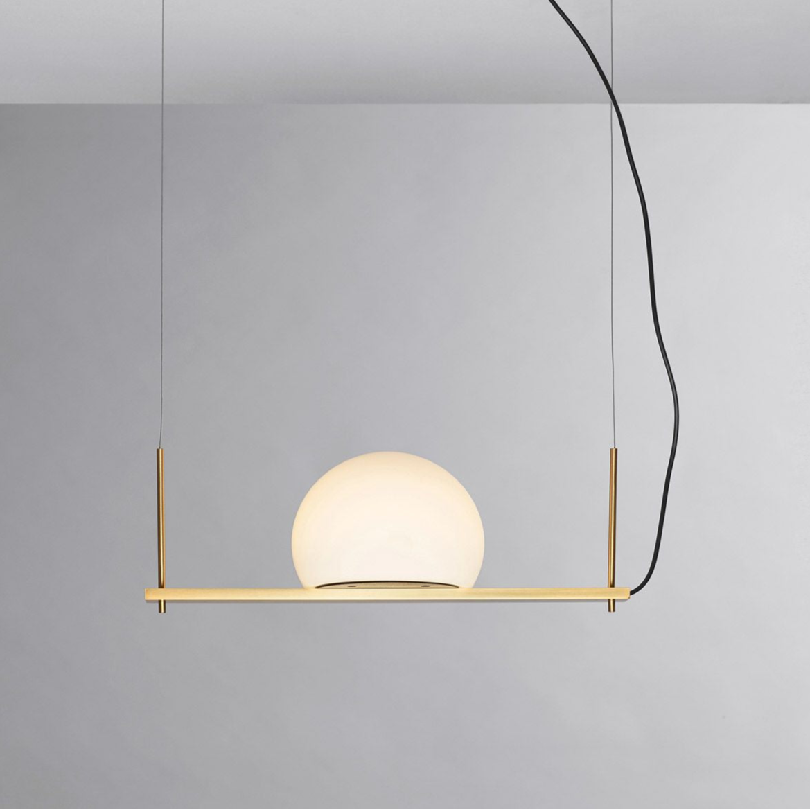 Circ Linear Pendant, 1 Light, White Glass with Gold Hardware, Surface Mount, LED, Triac Dim, IP20