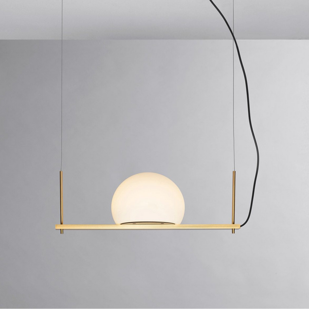 Circ Linear Pendant, 1 Light, White Glass with Gold Hardware, Recessed Mount, LED, Triac Dim, IP20