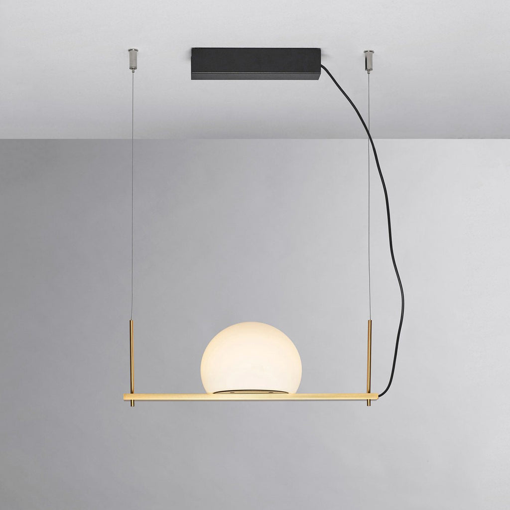 Circ Linear Pendant, 1 Light, White Glass with Gold Hardware, Surface Mount, LED, Triac Dim, IP20