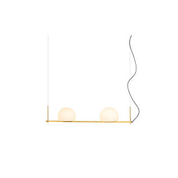 Circ Linear Pendant, 2 Lights, White Glass with Gold Hardware, Surface Mount, LED, Triac Dim, IP20