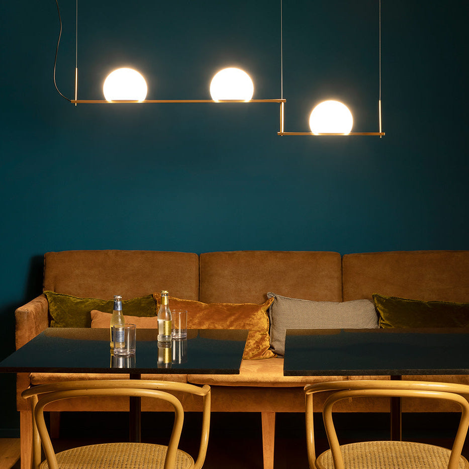 Circ Linear Pendant, Adjustable, 3 Lights, White Glass with Black Hardware, Surface Mount, LED, Triac Dim, IP20