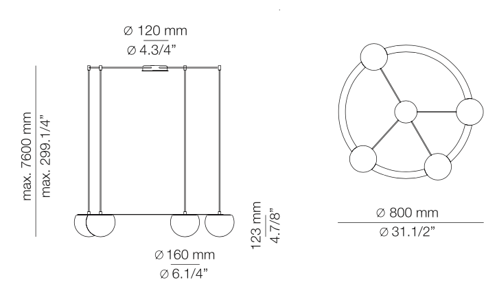 Circ Round Ceiling, 4 Lights, White Glass with Black Hardware, Recessed Mount, LED, Triac Dim, IP20